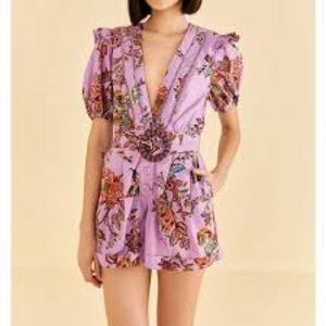 Farm Rio Purple Monkey Print Romper